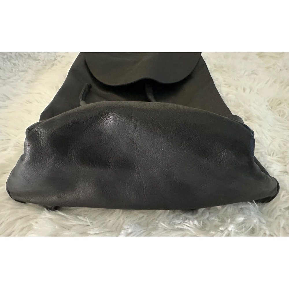 Cos Black Leather Unstructured Drawstring Backpac… - image 3